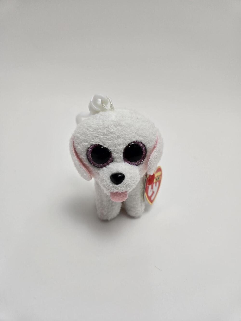 TY Key Clip Beanie Boo “Pippie” the White Dog - Plastic Keychain (4 inch)